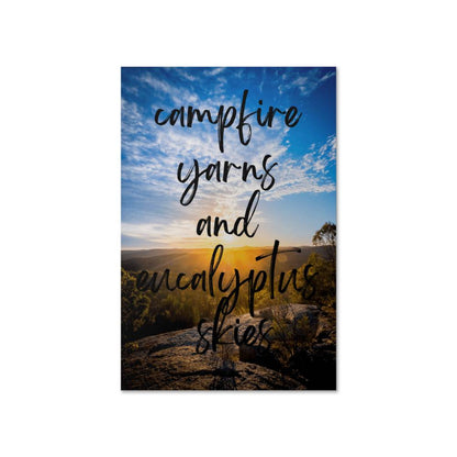 Campfire Yarns and Eucalyptus Skies – Sunset Adventure Poster
