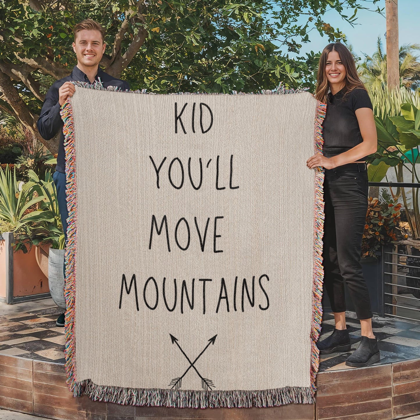 KID YOU'LL MOVE MOUNTAINS Heirloom Woven Blanket