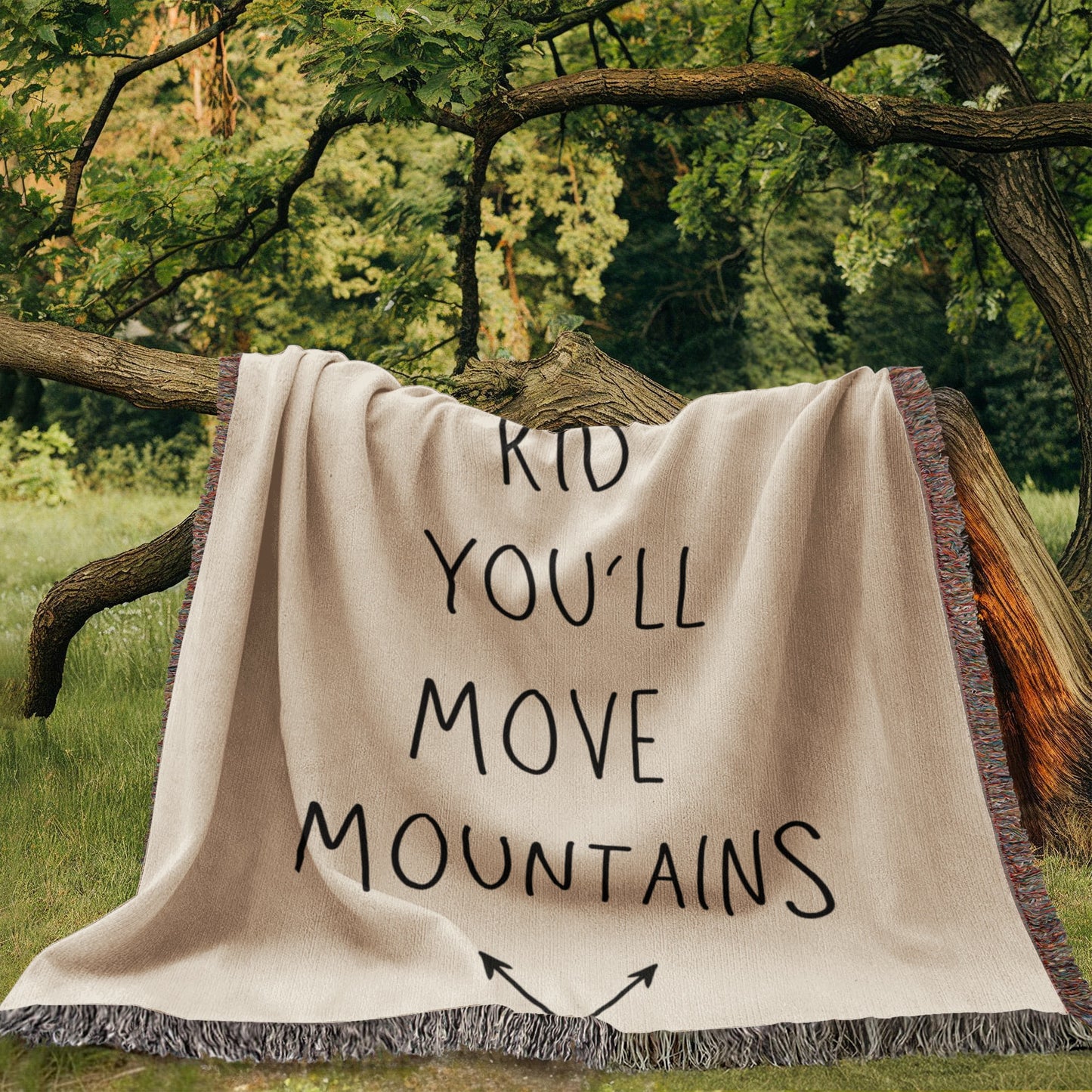 KID YOU'LL MOVE MOUNTAINS Heirloom Woven Blanket